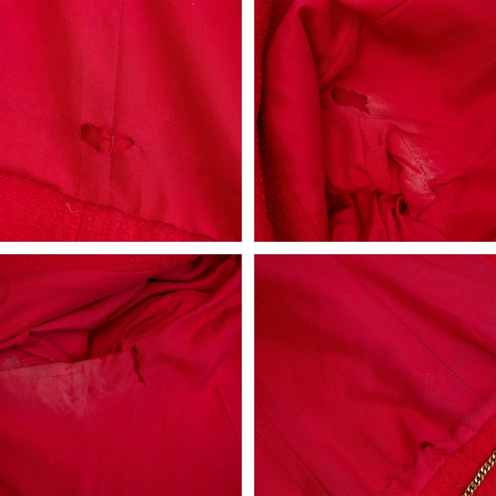 RARE Vintage CHANEL Runway Red Tweed Cropped Blazer  FR 36 US 4 - Picture 9 of 10